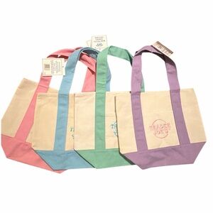 Trader Joe’s Limited, edition, mini Canvas Tote Bag - Pastel Color Handle & Trim